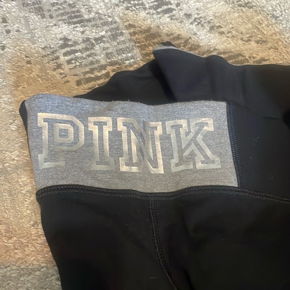 Nwots Victoria Secret Pink black & gray sequin accent Yoga pants Sz Large - Picture 5 of 11